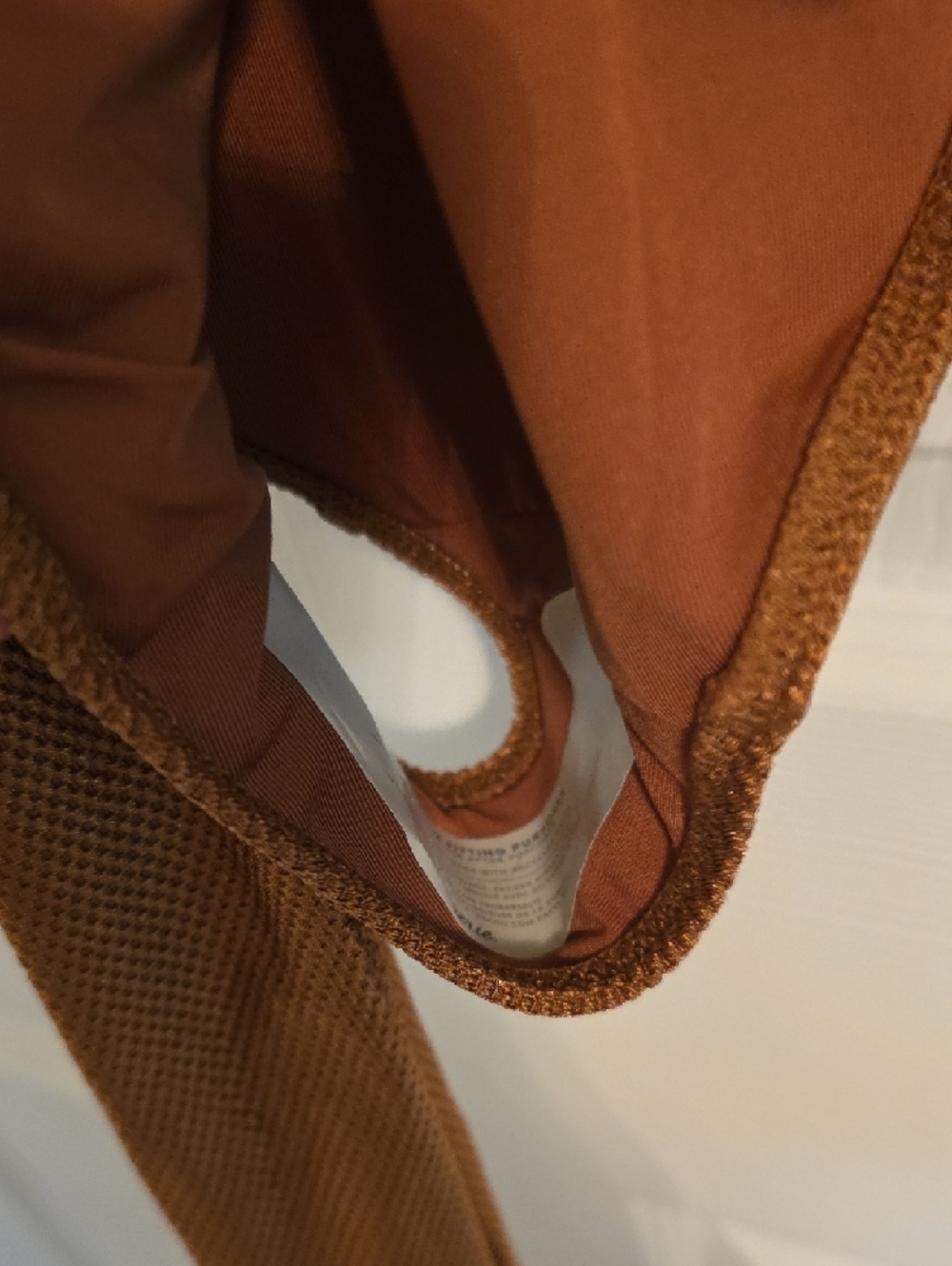 aerie Rust Brown Textured One-Piece Swimsuit with Front Tie - Picture 5 of 6